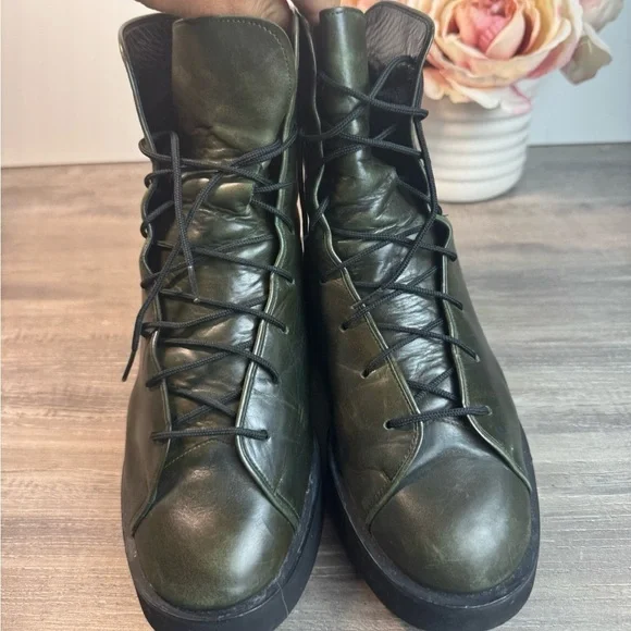 Yis by Yohji Yamamoto Sukita Li Leather platform High Tops Womens 7 - Picture 4 of 8